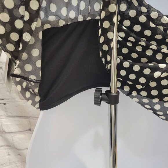 Coco Reef Aura Mesh Ruffle High Neck Polka Dot Cropped Tankini Top - Picture 6 of 6